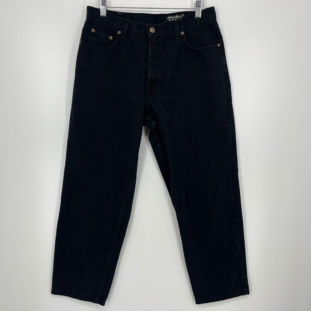 Eddie Bauer Vintage Women Black High Rise Straight Leg Denim Jeans Size 12